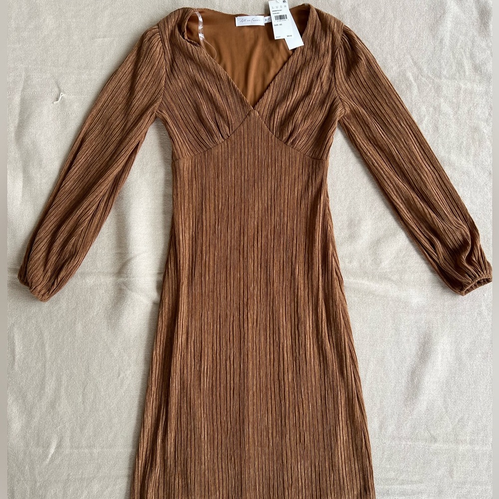 All in Favor Plissé Empire Waist Midi Dress